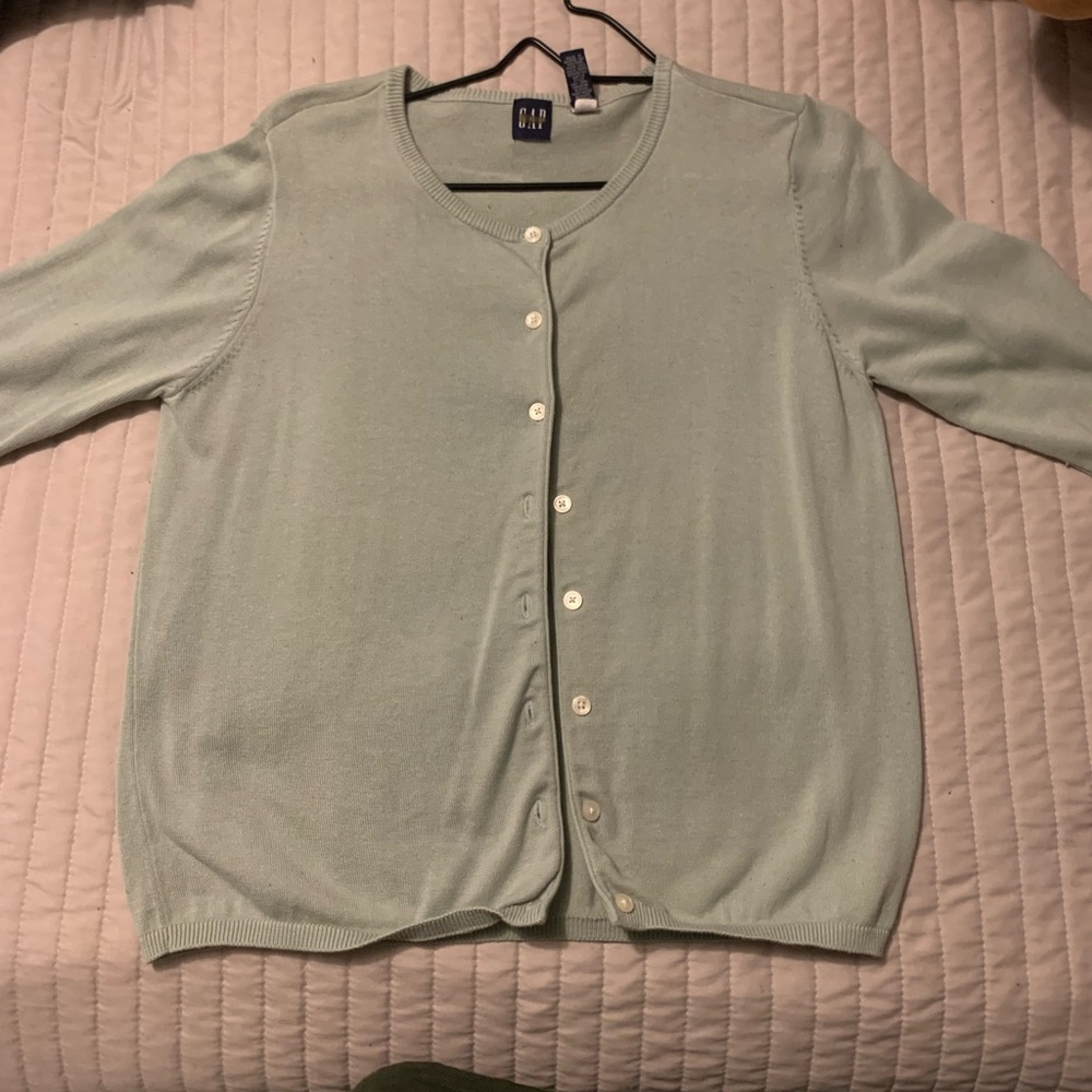 Size medium Sage green GAP button up sweater